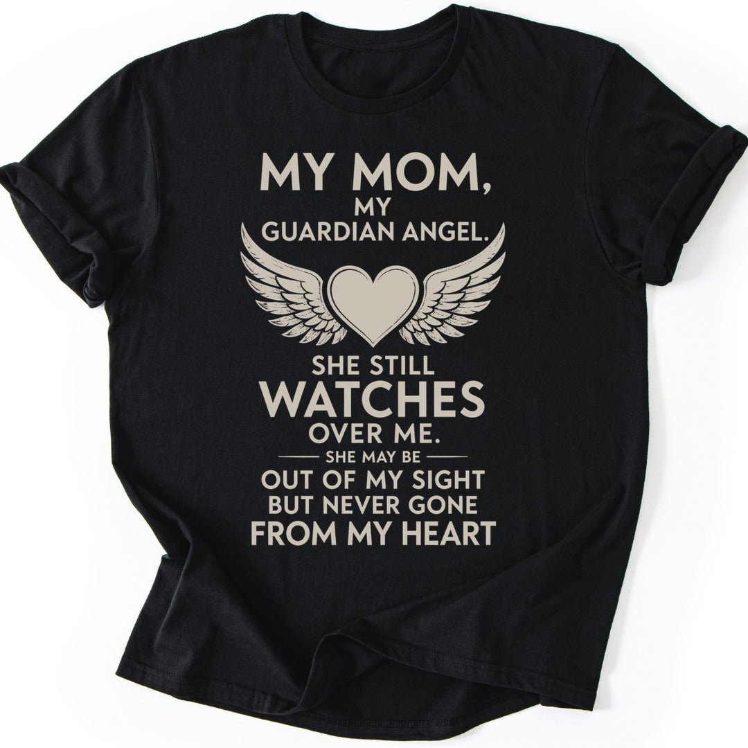 Mom Guardian Angel T-shirt — Black