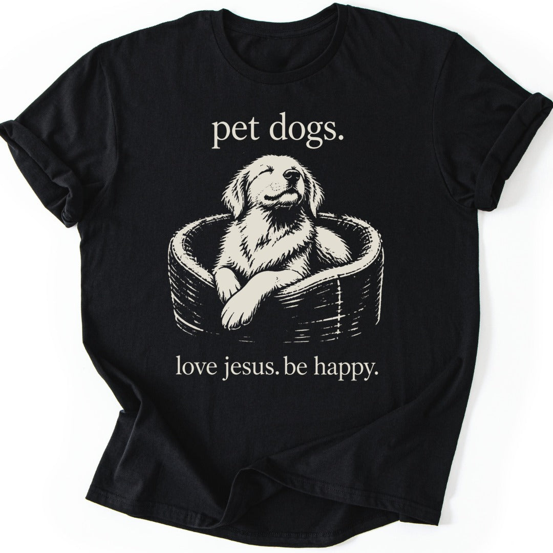 Happy Dog Bed T-shirt — Black