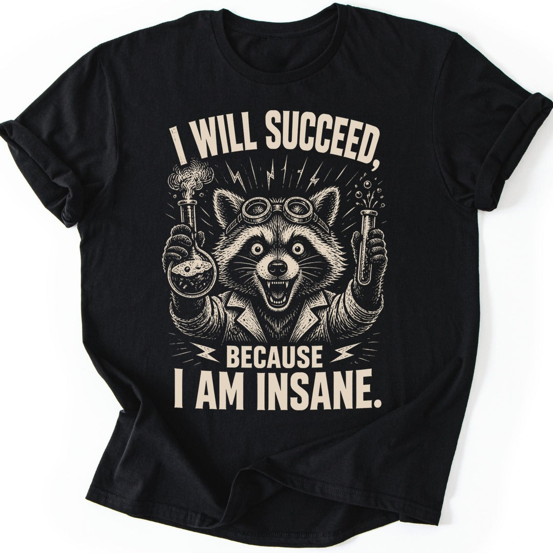 Mad Scientist Raccoon T-shirt — Black