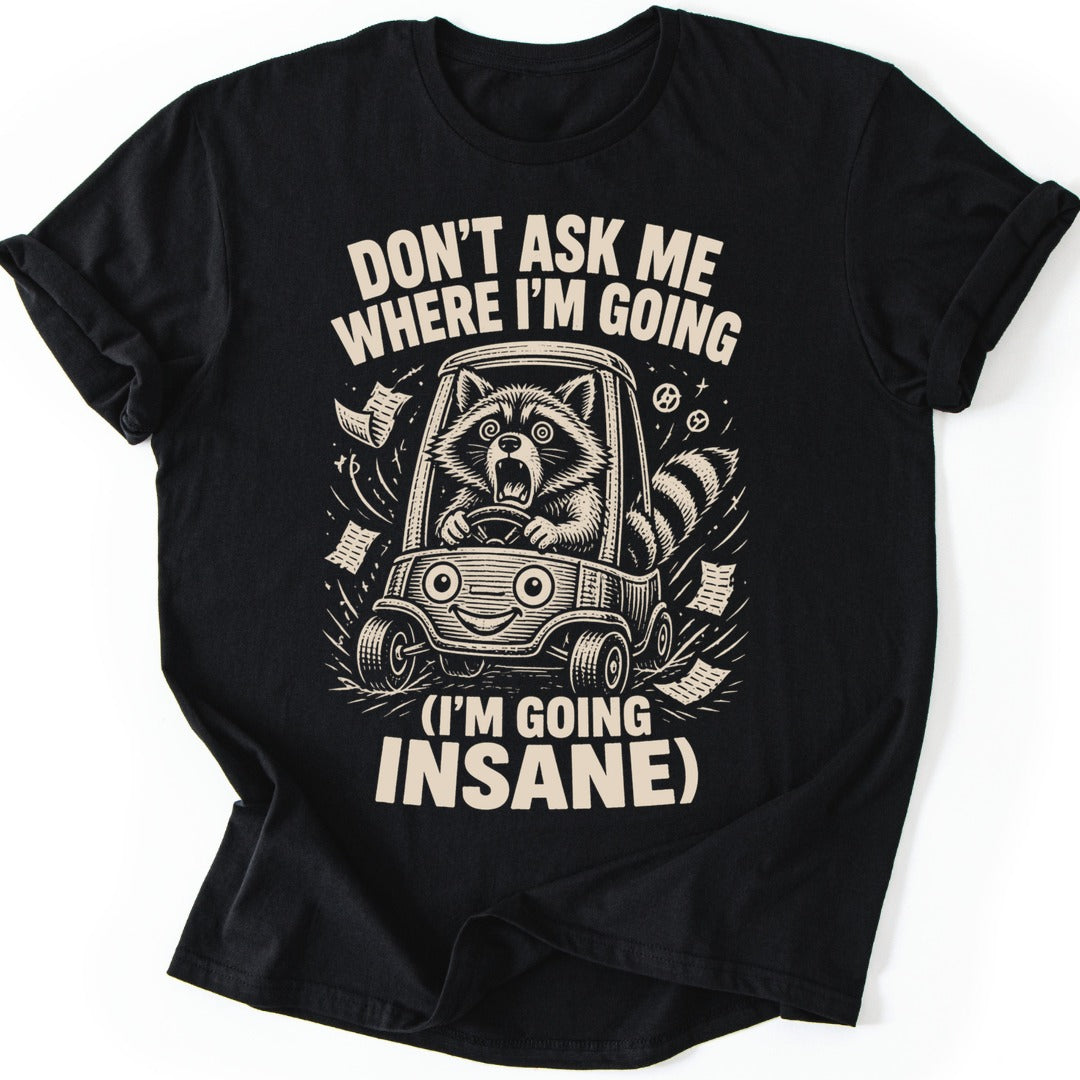 Driving Raccoon T-shirt — Black