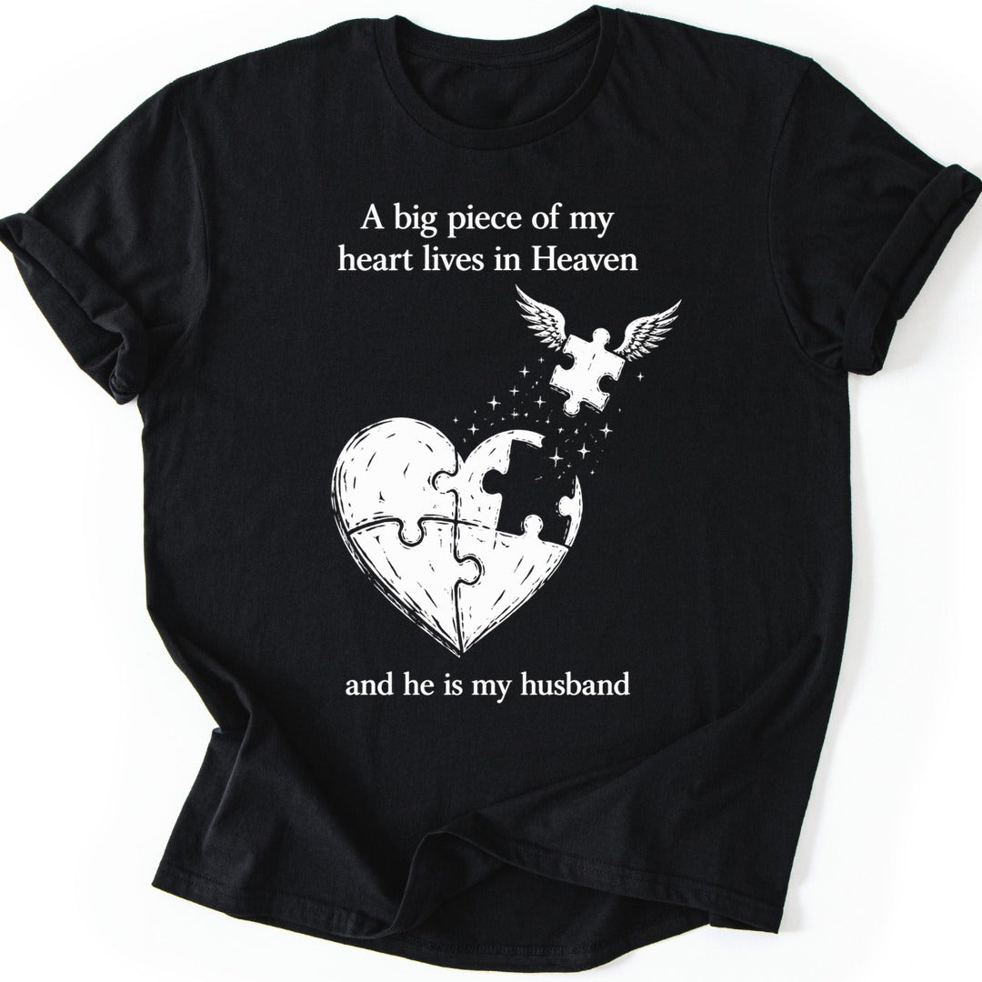 Winged Puzzle Heart T-shirt — Black