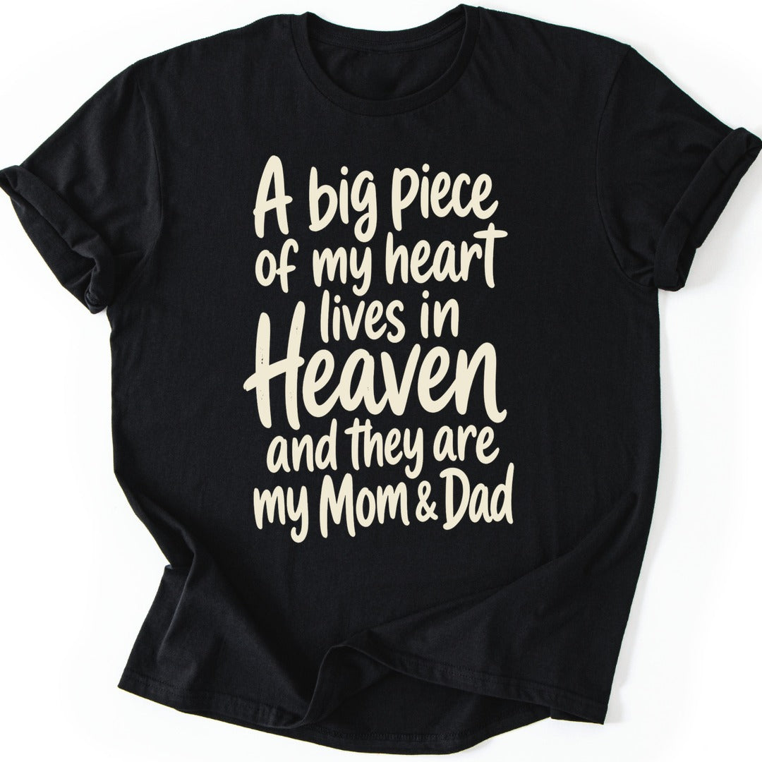 Mom Dad Heaven T-shirt — Black
