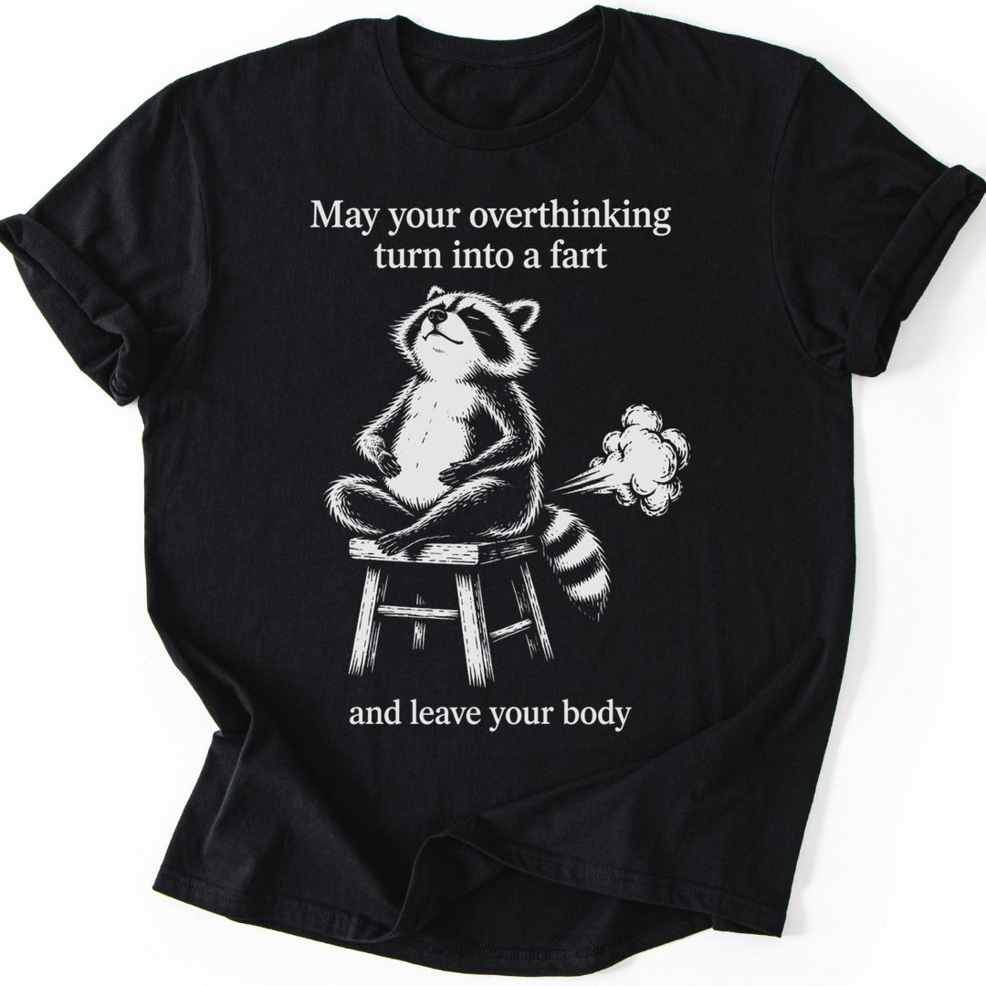 Meditating Raccoon T-shirt — Black