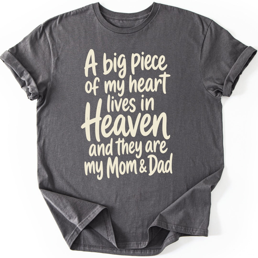 Mom Dad Heaven T-shirt — Charcoal