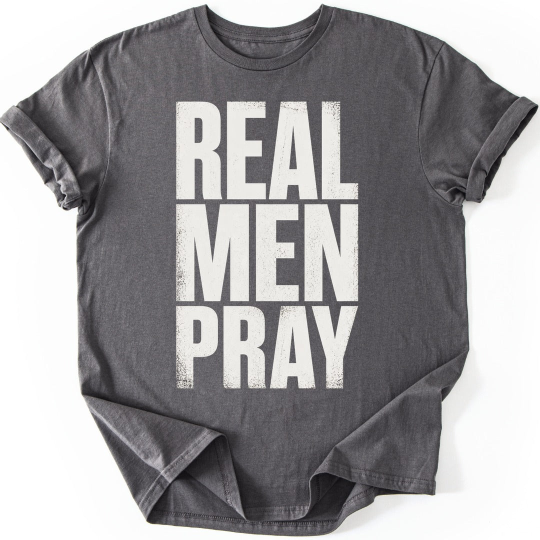 Real Men Pray T-shirt — Charcoal