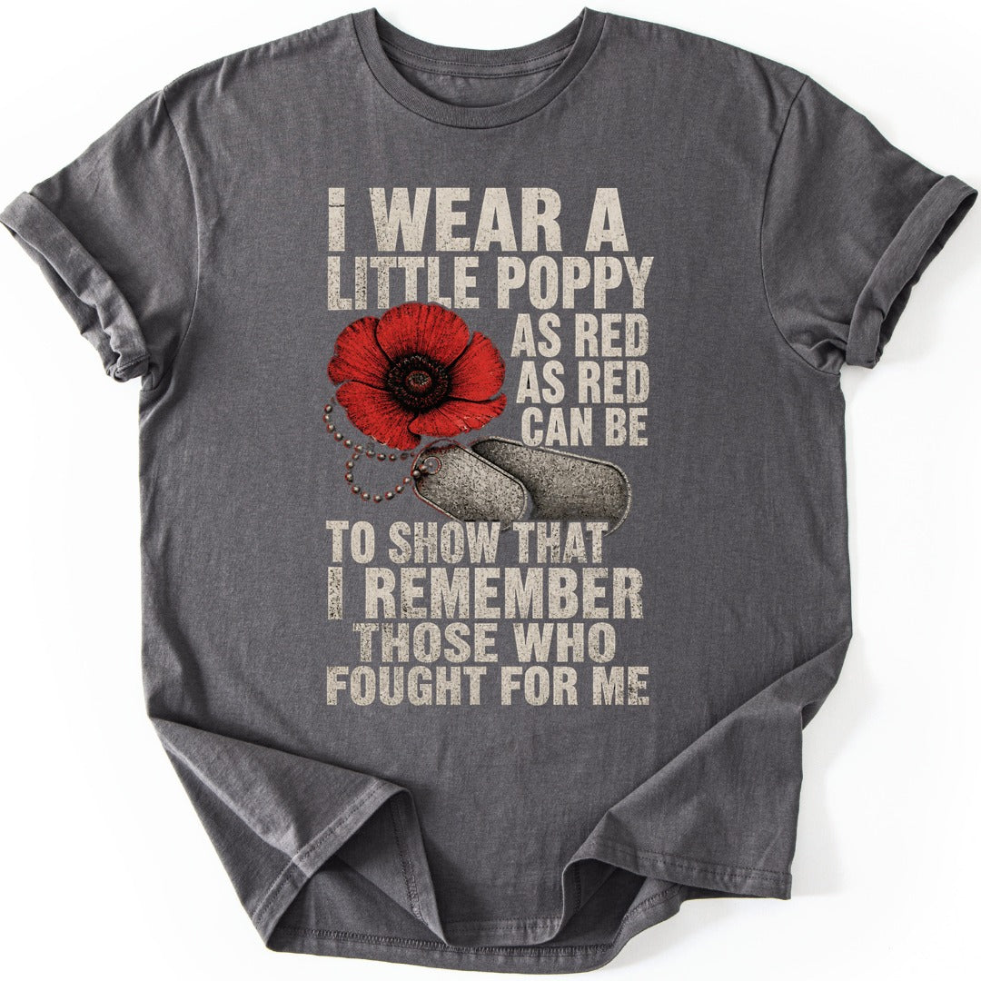 Red Poppy T-shirt — Charcoal