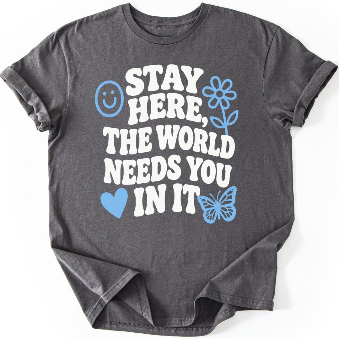 Stay Here T-shirt — Charcoal