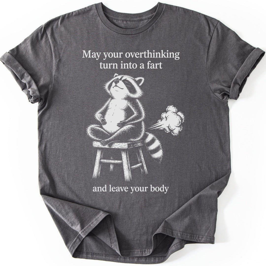 Meditating Raccoon T-shirt — Charcoal