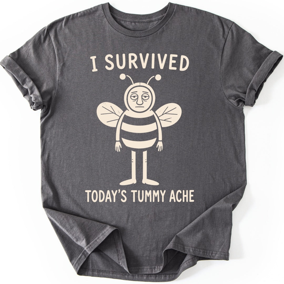 Tummy Ache Bee T-shirt — Charcoal