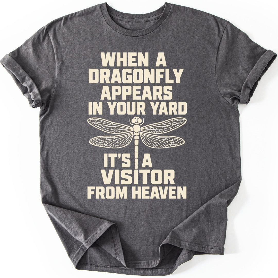 Dragonfly Visitor T-shirt — Charcoal