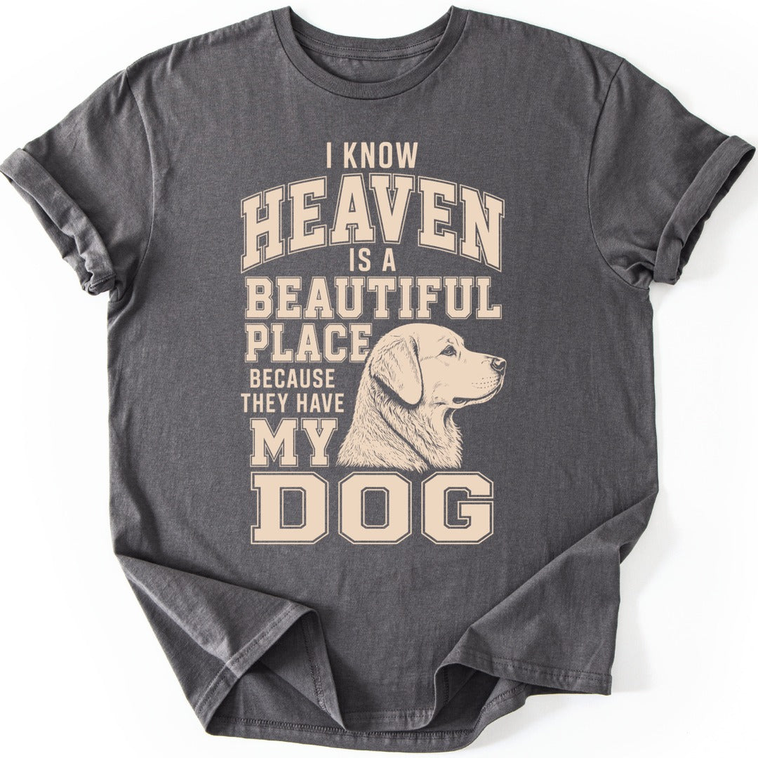 Golden Retriever Heaven T-shirt — Charcoal