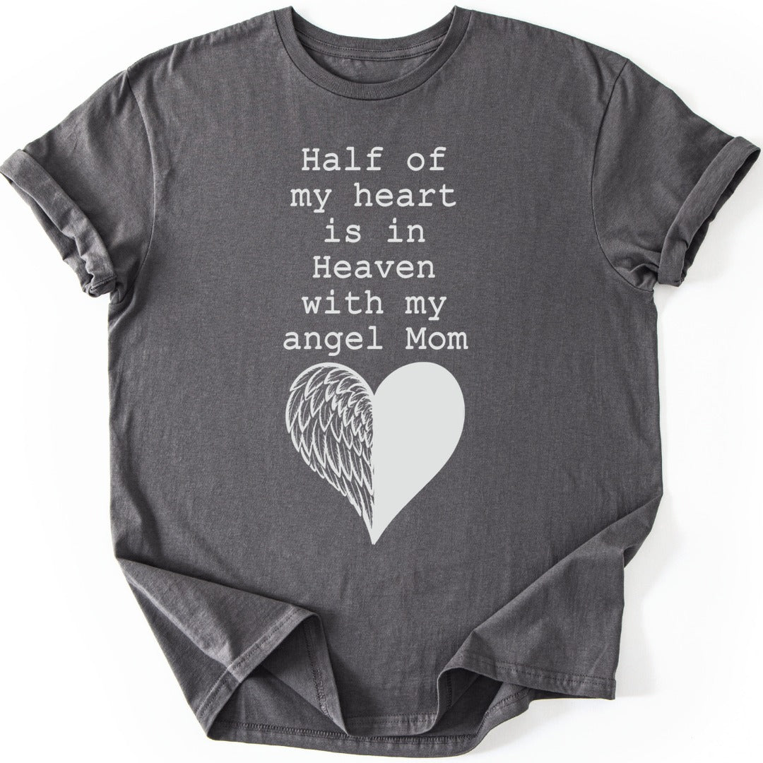 Angel Mom Heart T-shirt — Charcoal