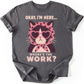 Clocked In Cat T-shirt — Charcoal