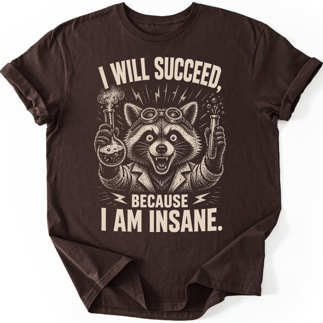Mad Scientist Raccoon T-shirt — Dark Chocolate