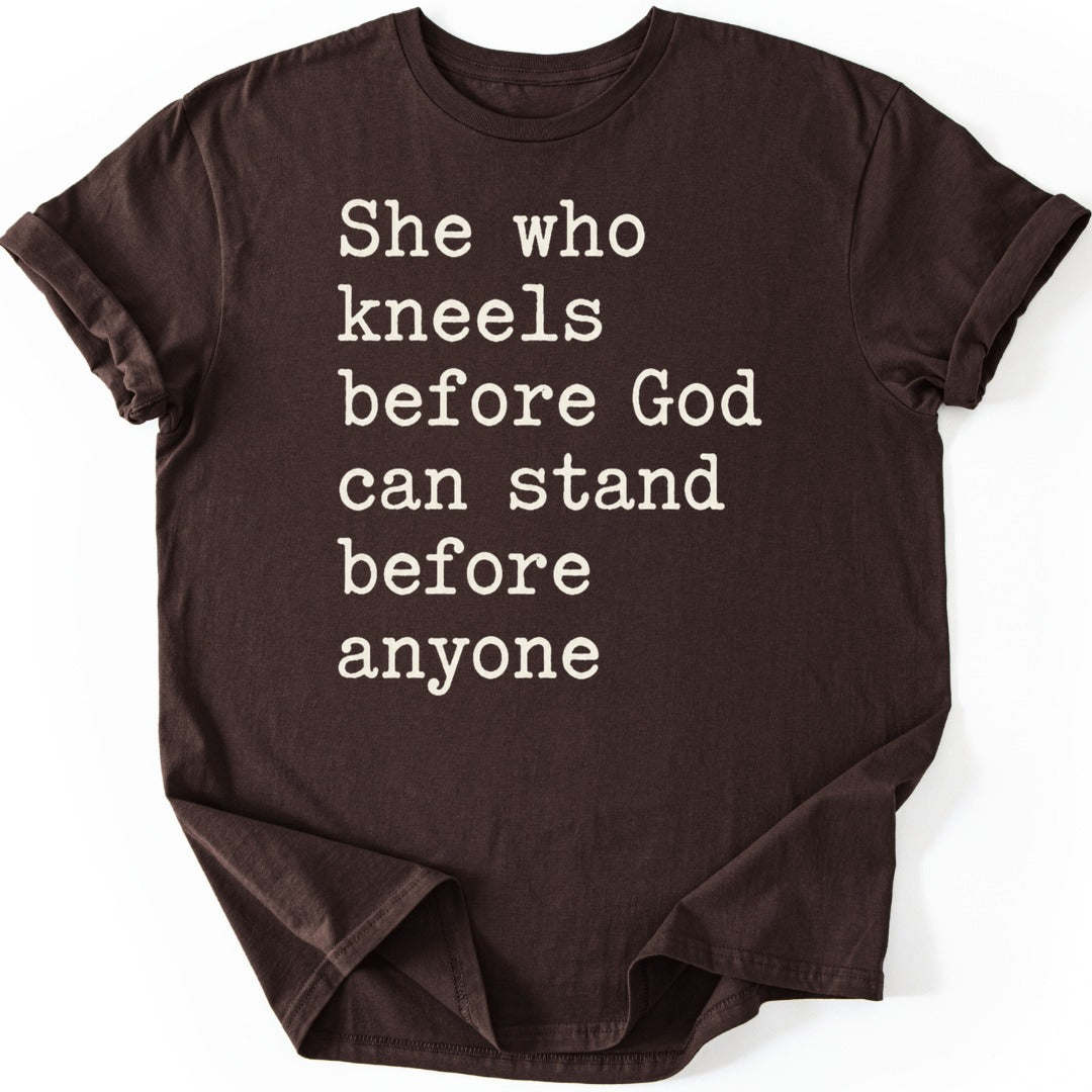 She Who Kneels T-shirt — Dark Chocolate