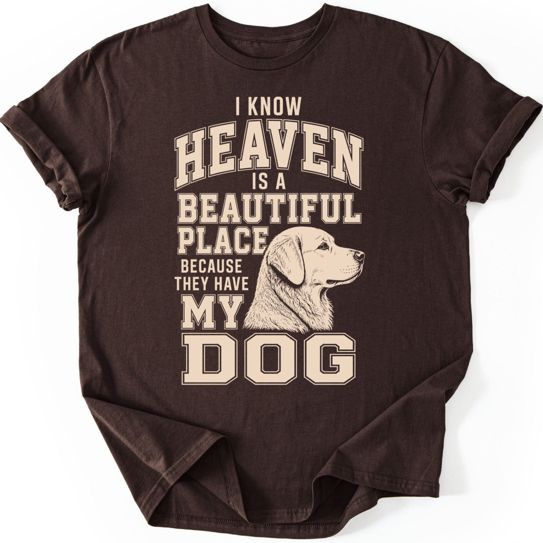 Golden Retriever Heaven T-shirt — Dark Chocolate