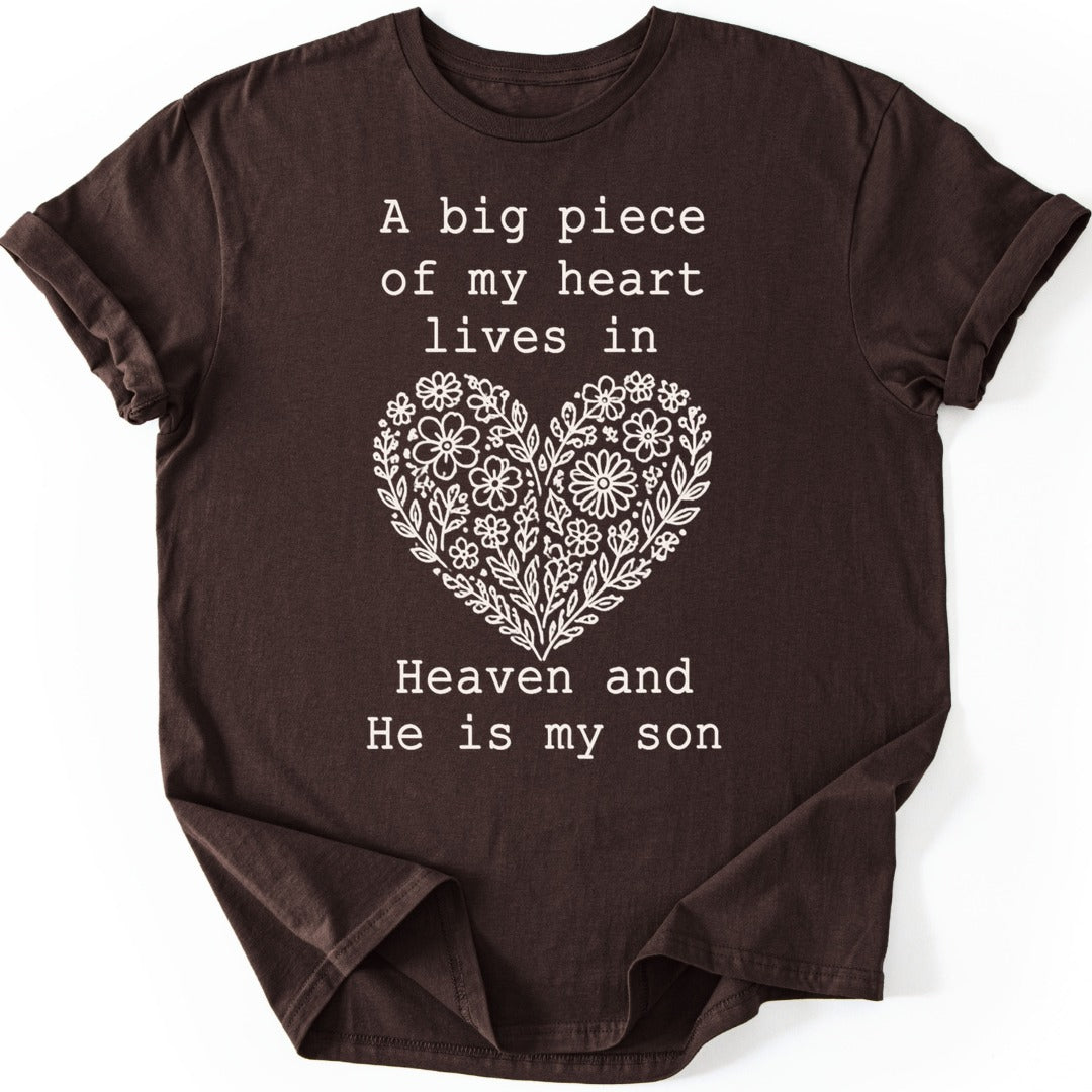 Floral Heart Son T-shirt — Dark Chocolate