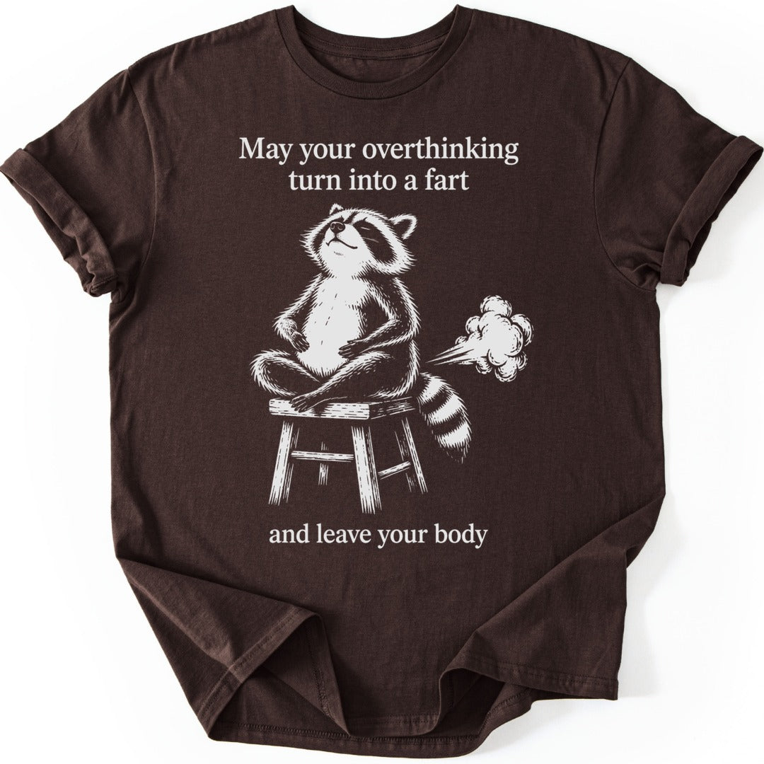 Meditating Raccoon T-shirt — Dark Chocolate