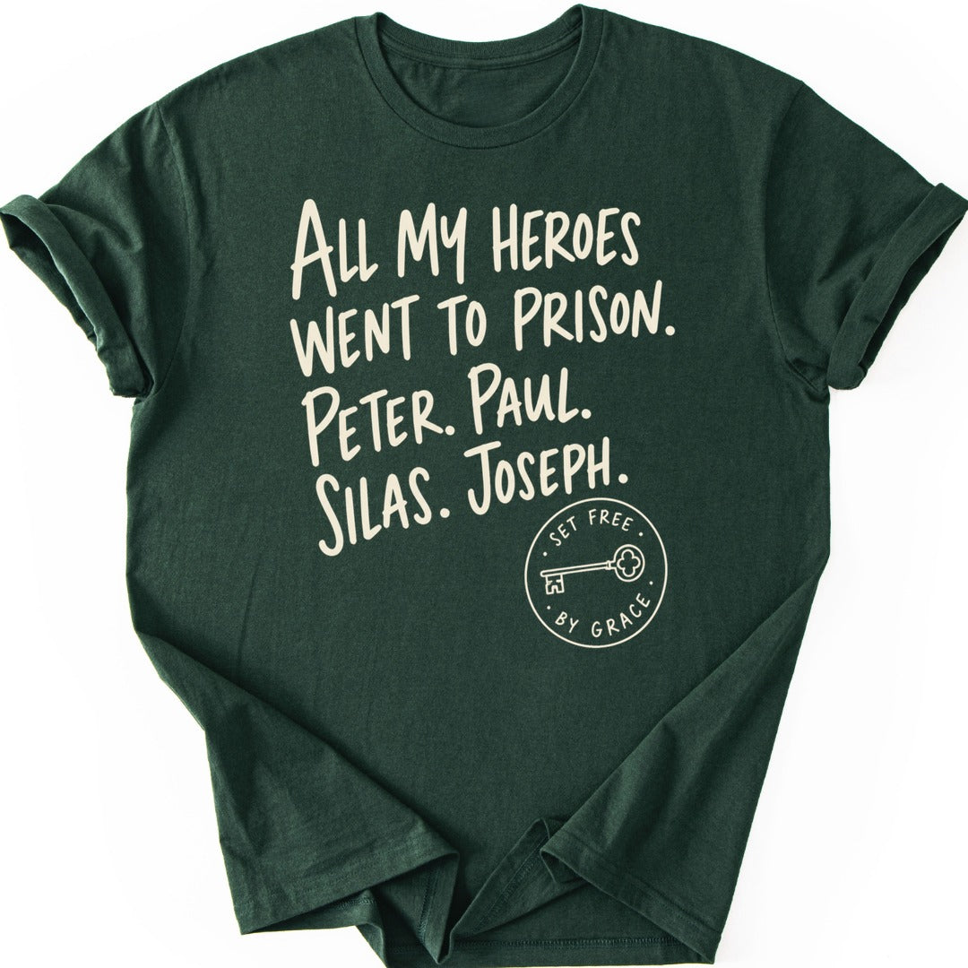 Prison Heroes T-shirt — Forest Green
