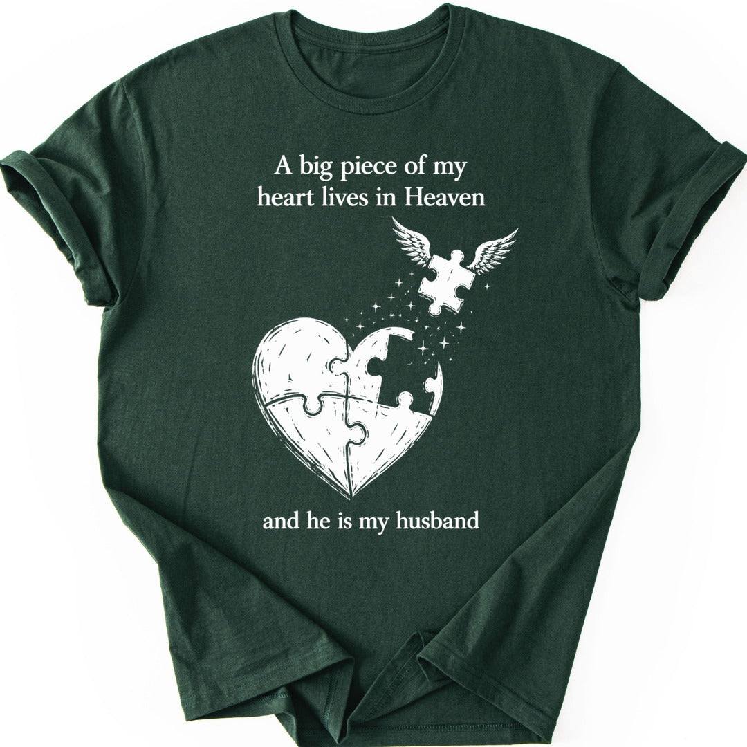 Winged Puzzle Heart T-shirt — Forest Green