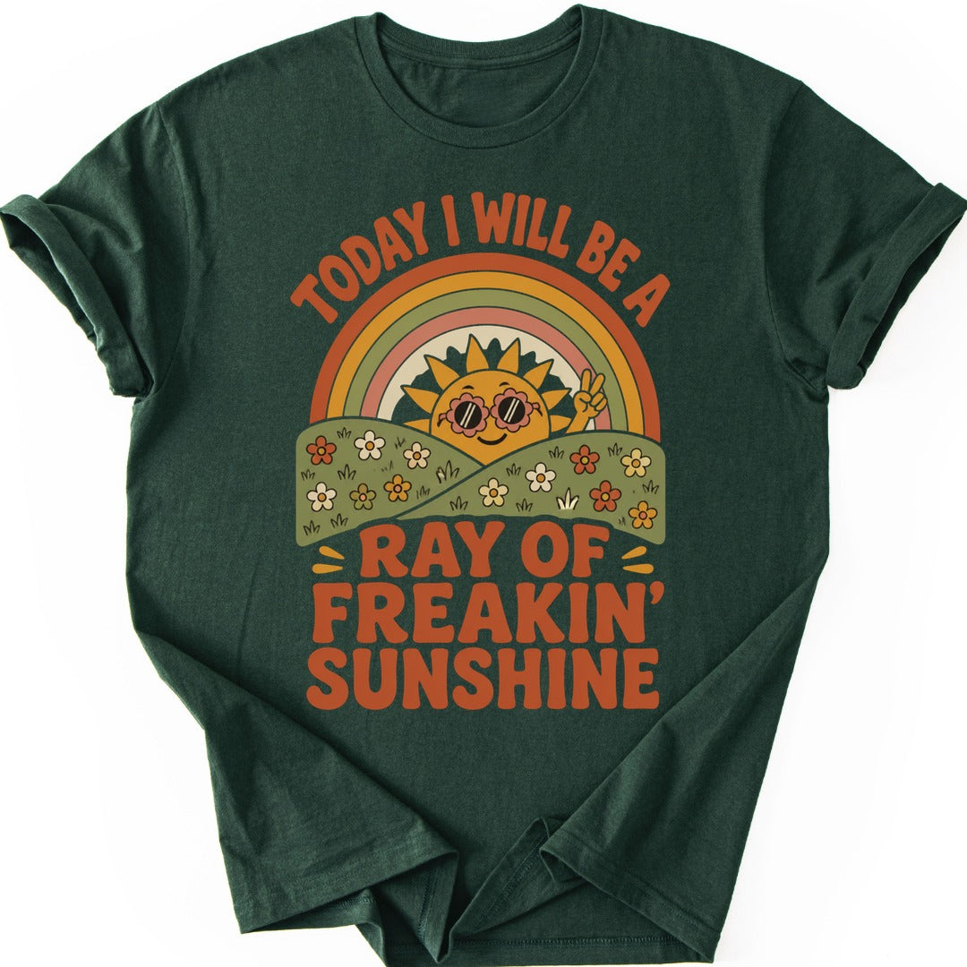 Sunshine Rainbow T-shirt — Forest Green