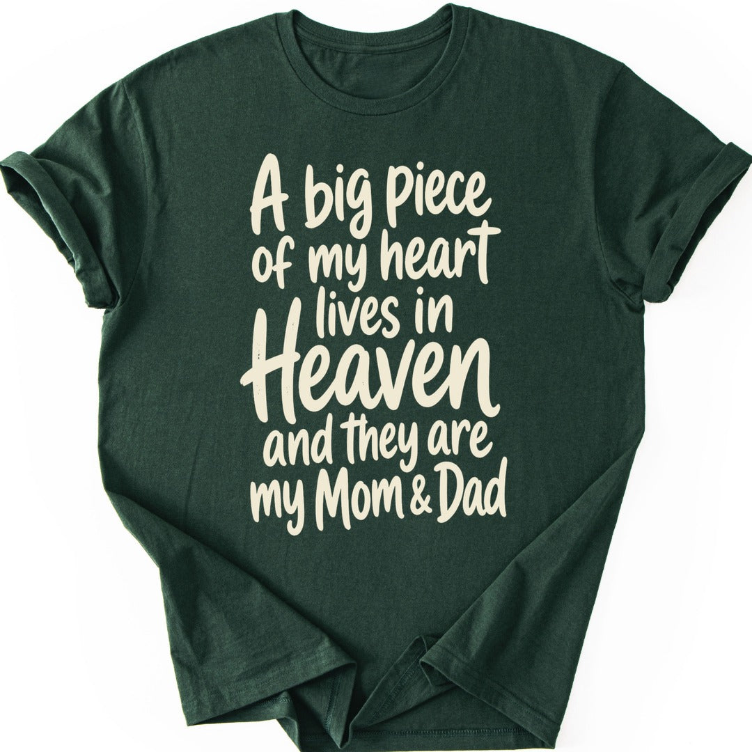 Mom Dad Heaven T-shirt — Forest Green
