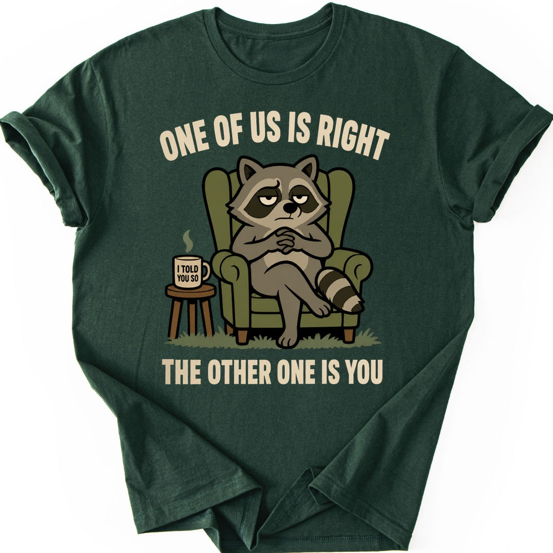 Smug Raccoon T-shirt — Forest Green