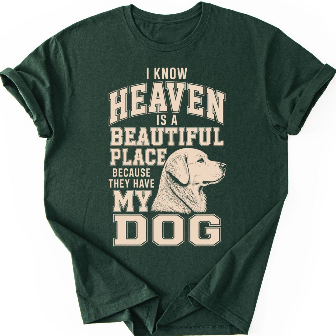 Golden Retriever Heaven T-shirt — Forest Green
