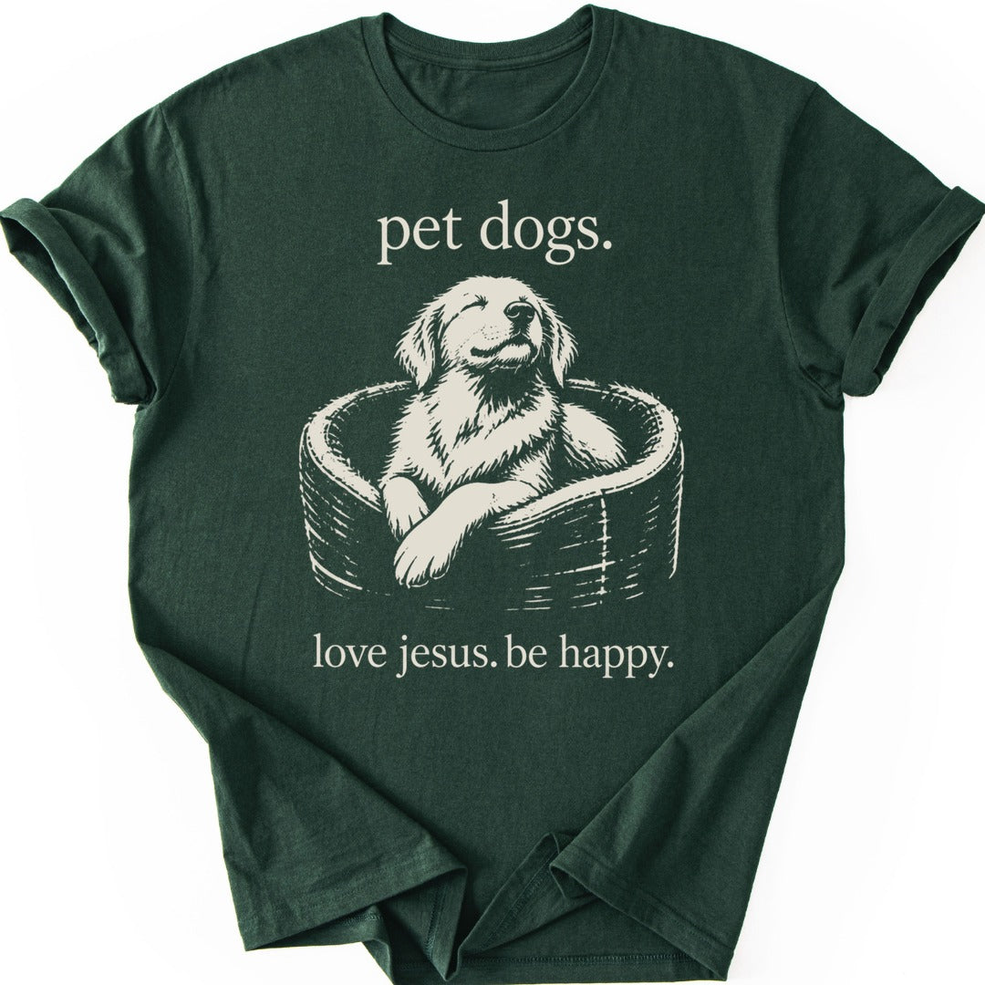 Happy Dog Bed T-shirt — Forest Green