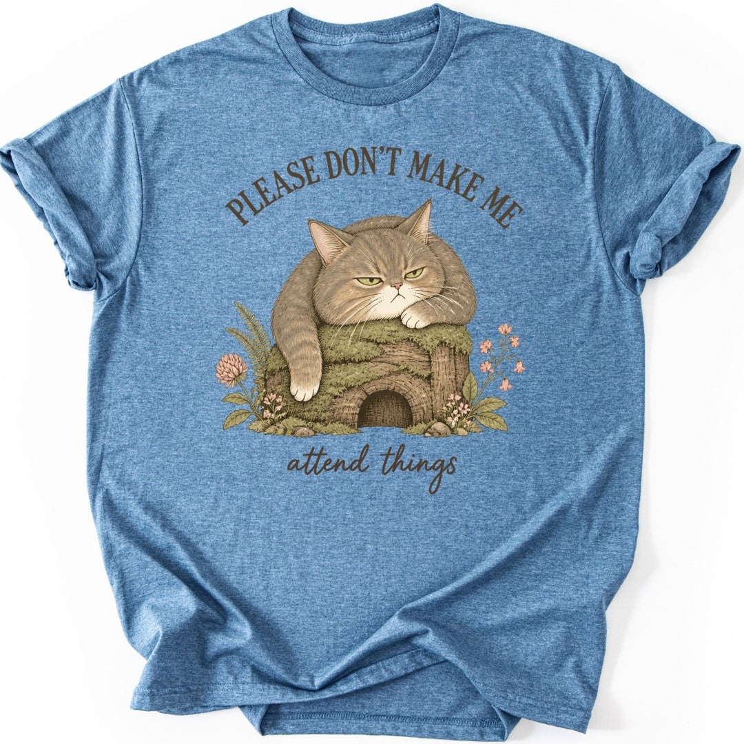 Attend Things T-shirt — Heather Indigo