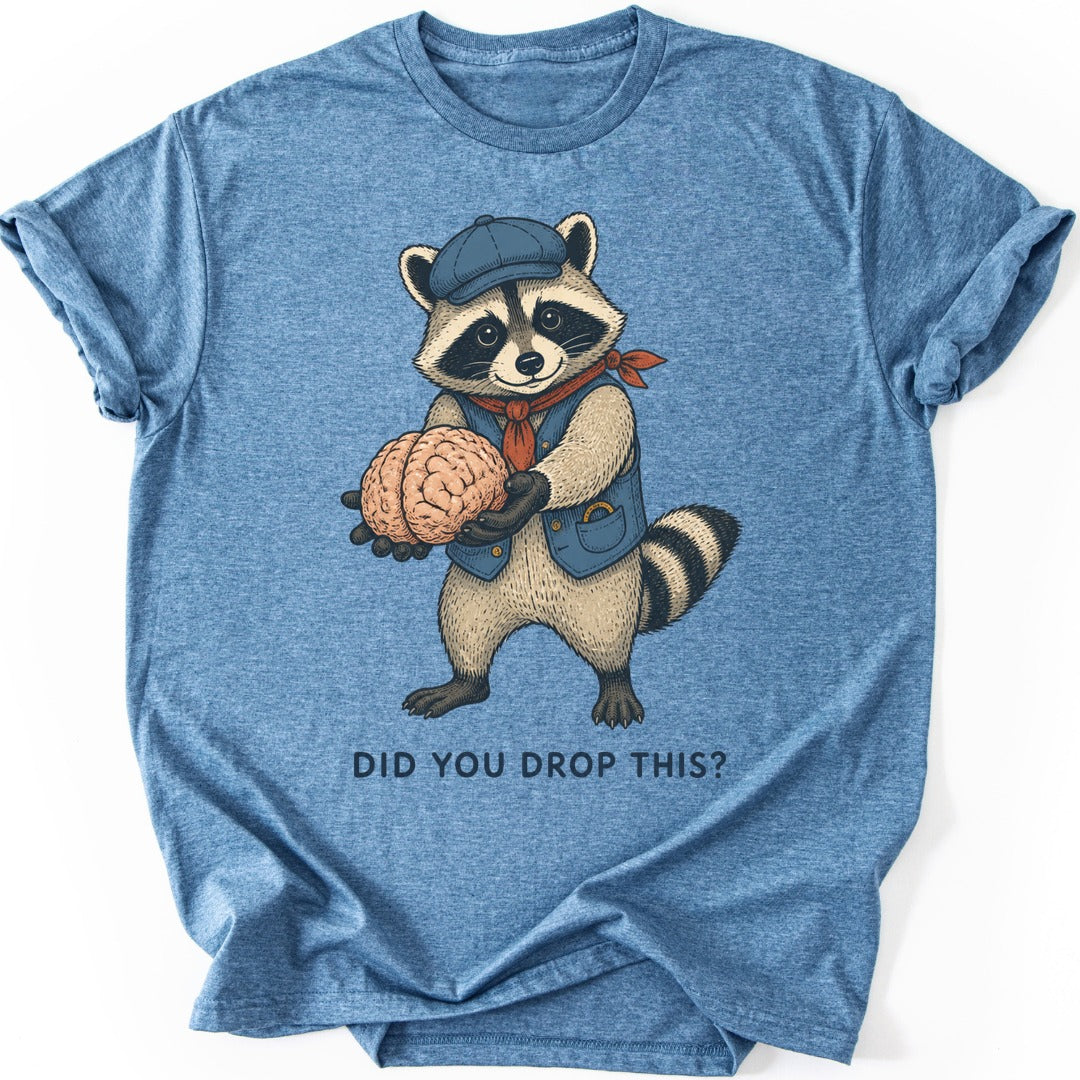 Brain Raccoon T-shirt — Heather Indigo