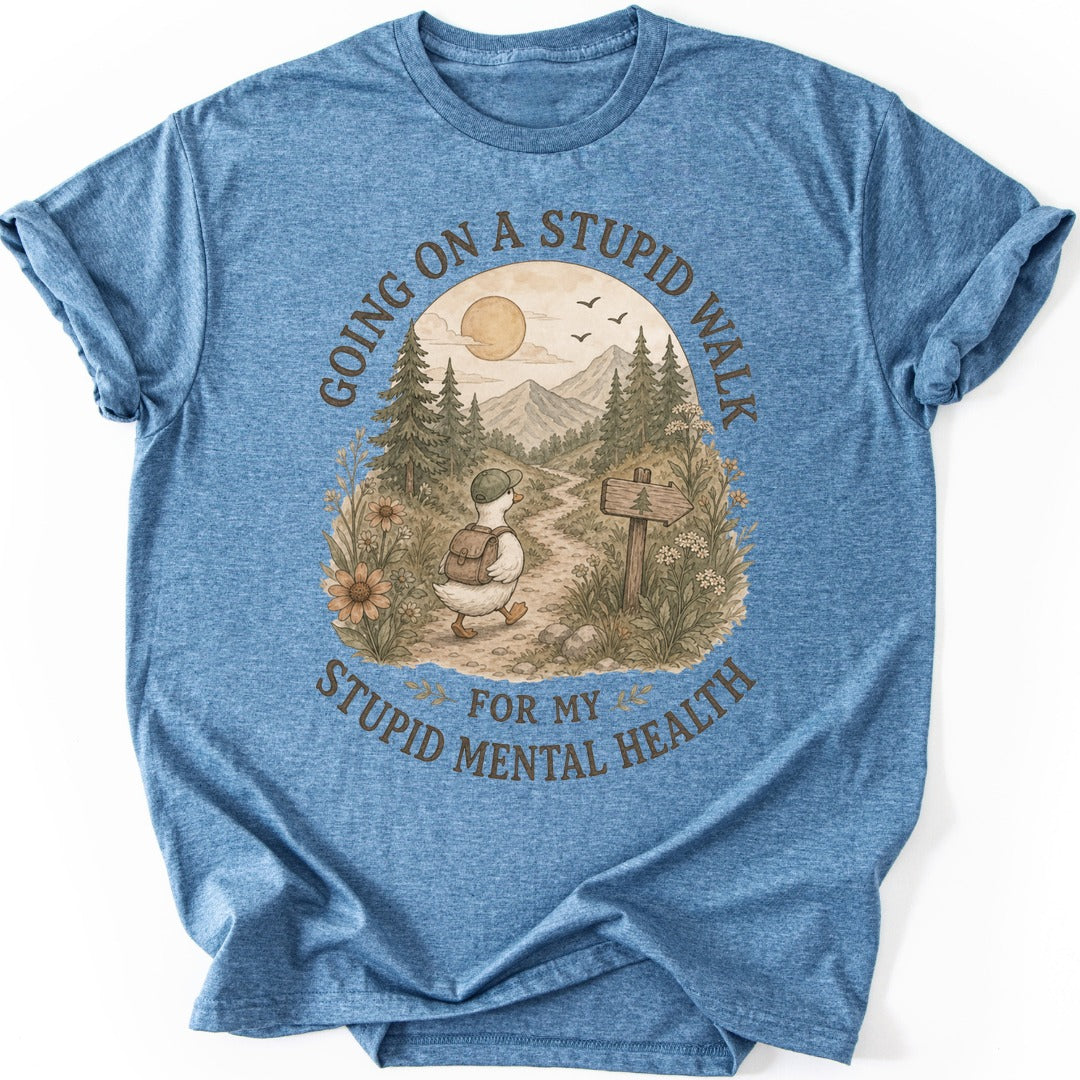Stupid Walk T-shirt — Heather Indigo