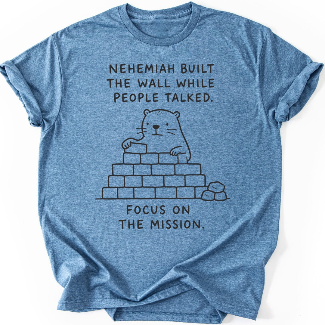 Nehemiah's Wall T-shirt — Heather Indigo