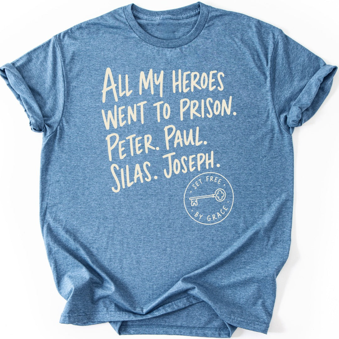 Prison Heroes T-shirt — Heather Indigo