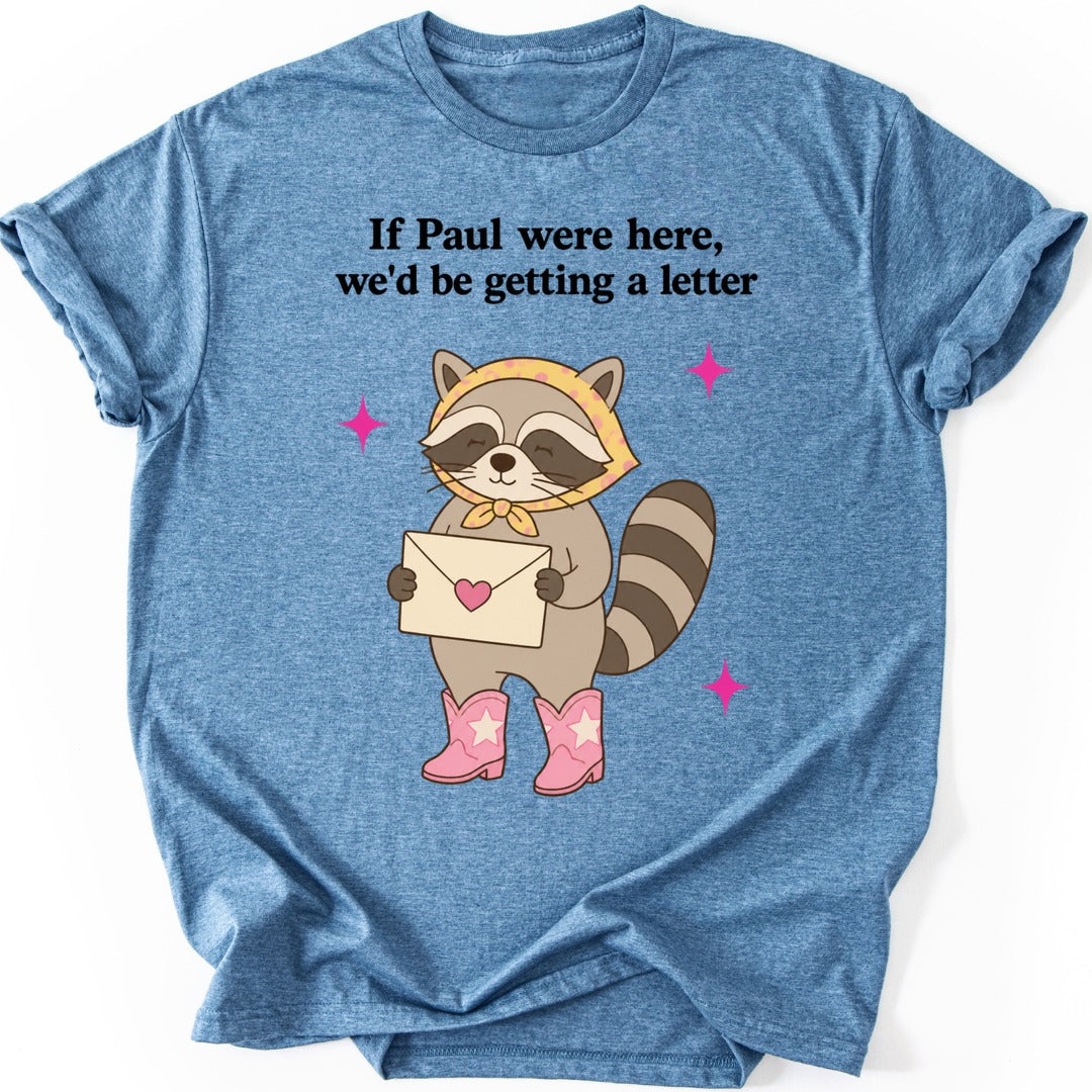 Letter Raccoon T-shirt — Heather Indigo