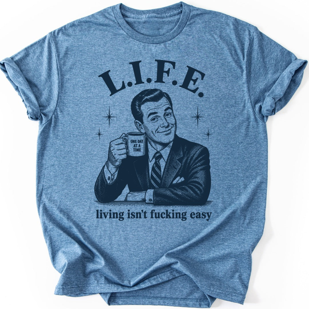 Morning Coffee T-shirt — Heather Indigo