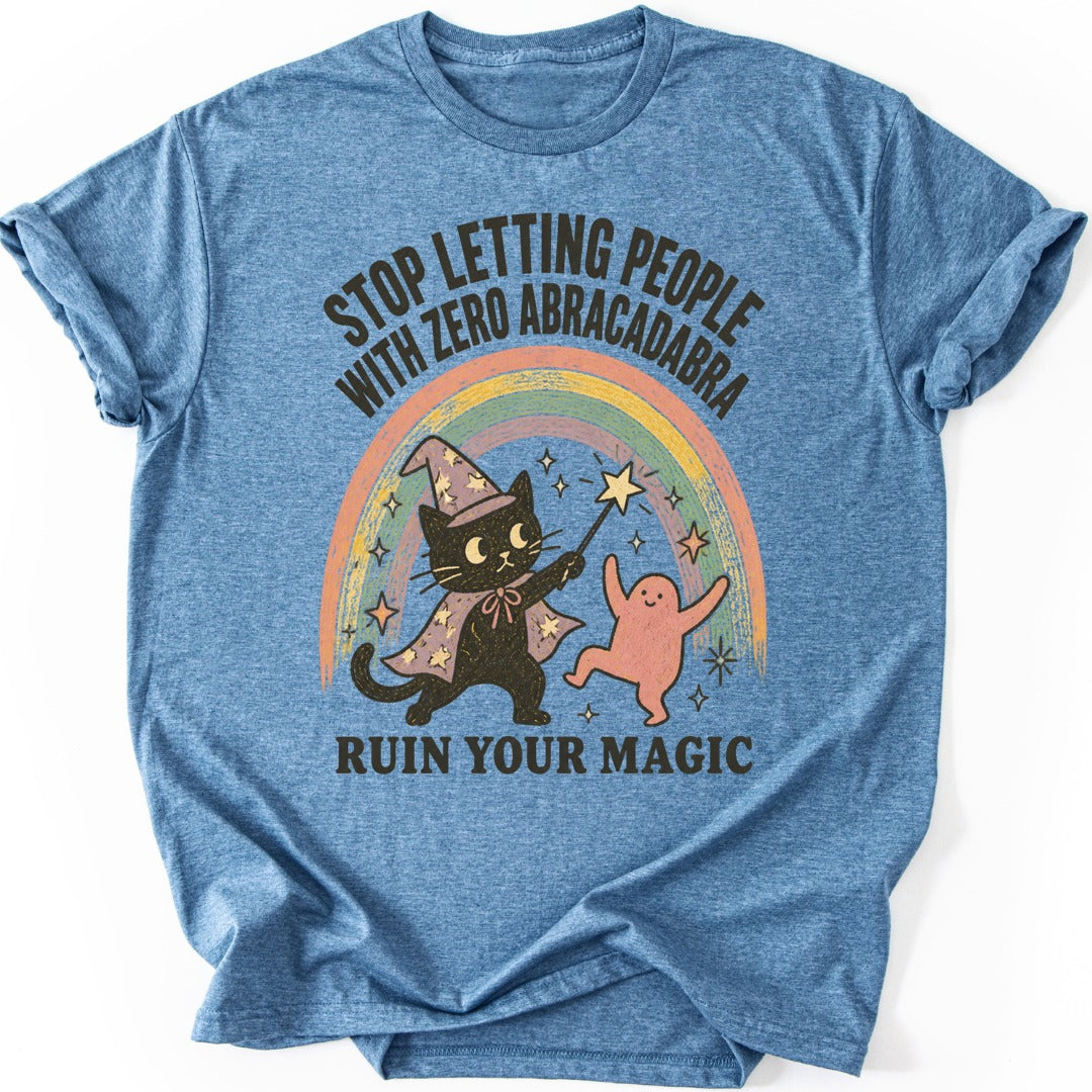 Abracadabra Cat T-shirt — Heather Indigo