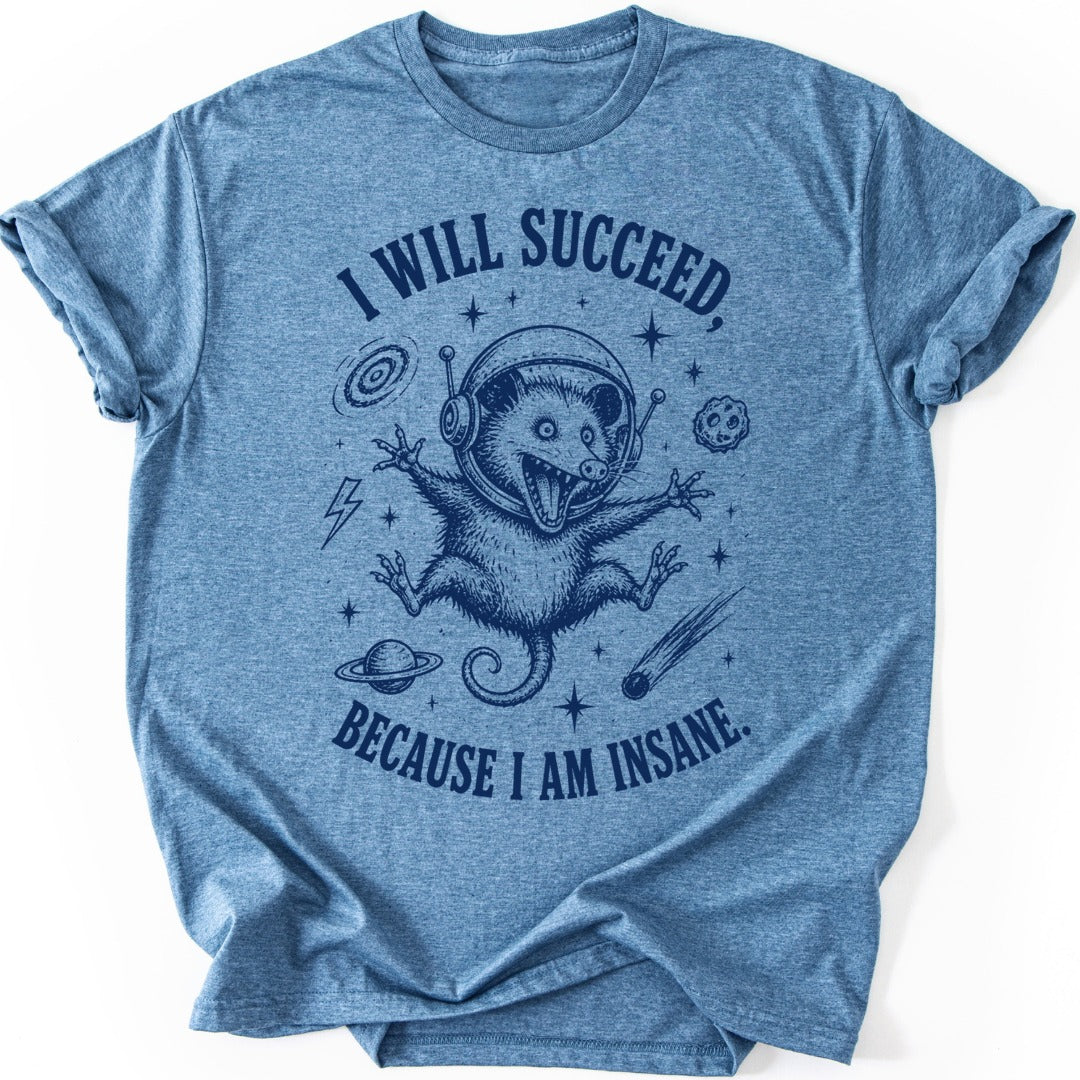 Space Possum T-shirt — Heather Indigo