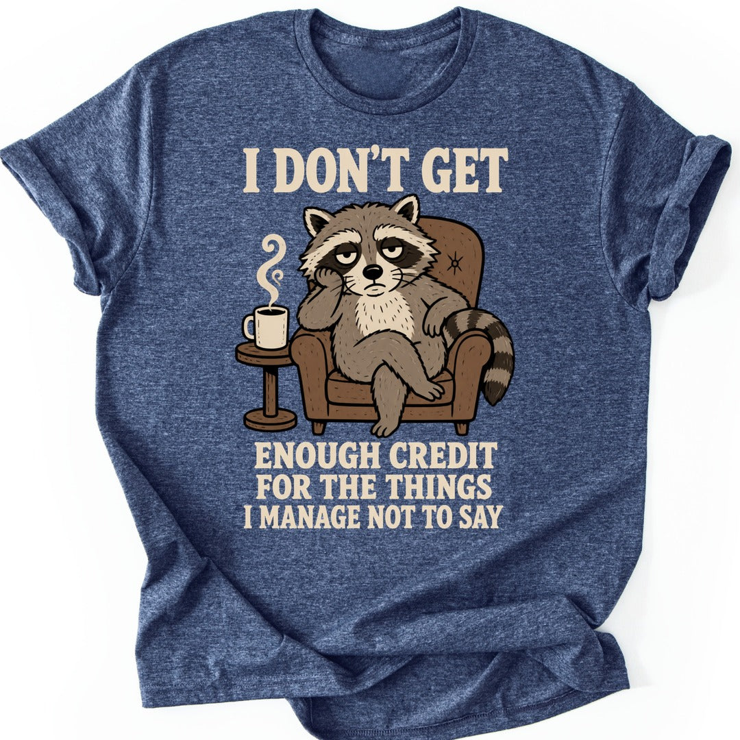 Grumpy Raccoon T-shirt — Heather Navy