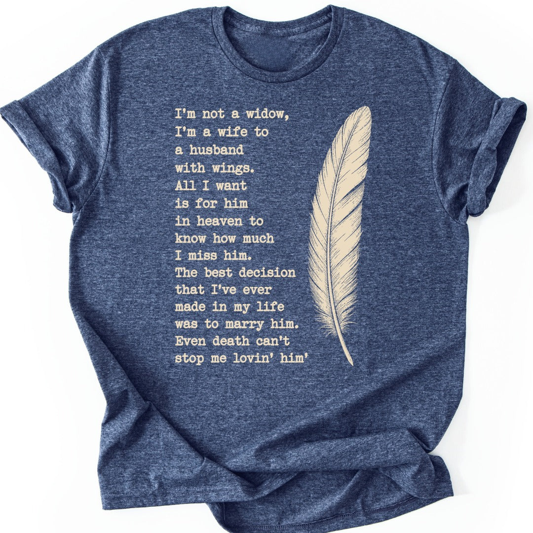 Husband Feather T-shirt — Heather Navy