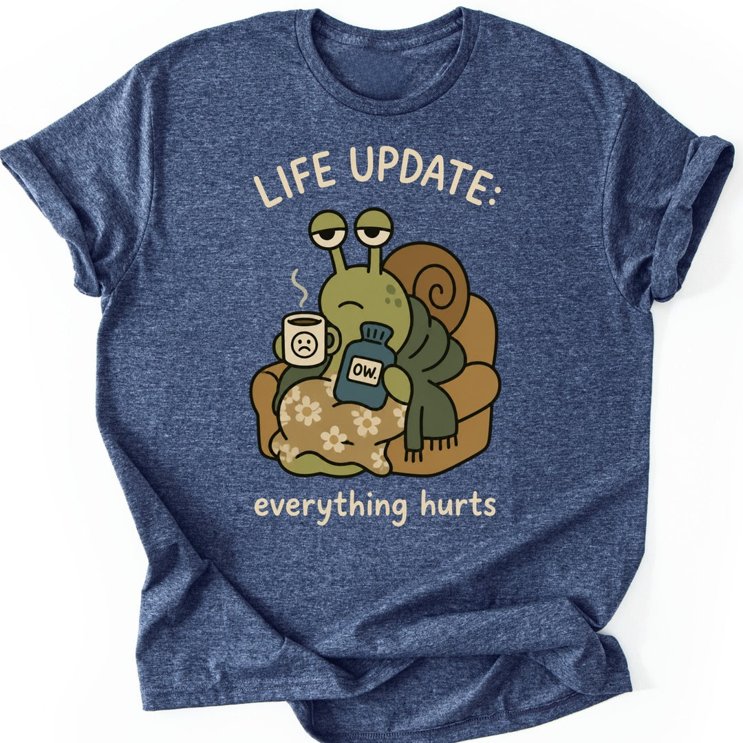 Everything Hurts T-shirt — Heather Navy