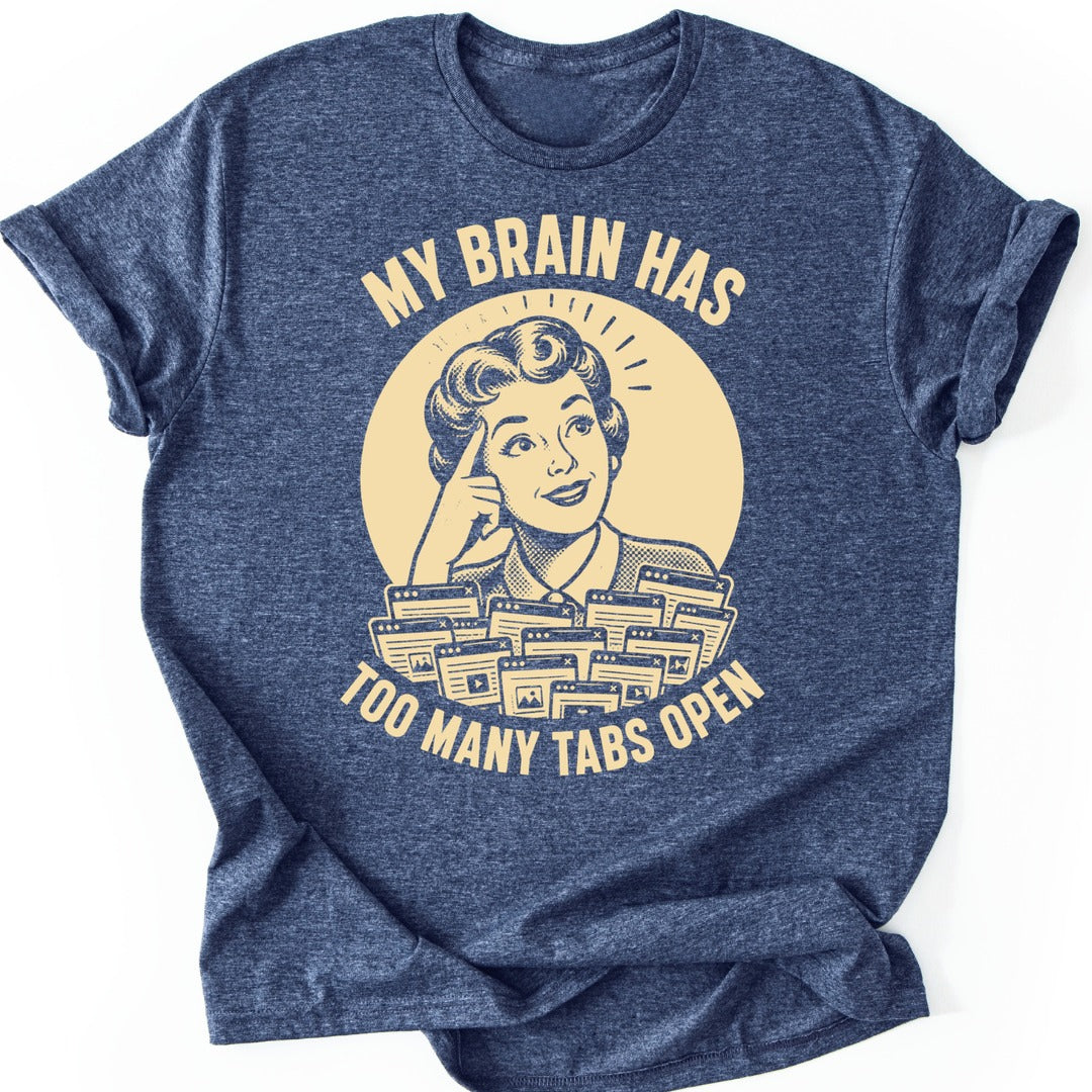 Too Many Tabs T-shirt — Heather Navy