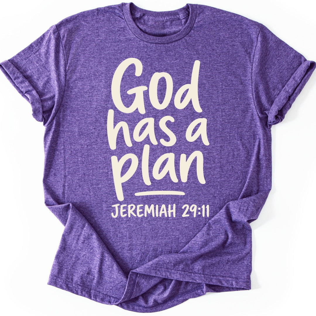 God's Plan T-shirt — Heather Purple
