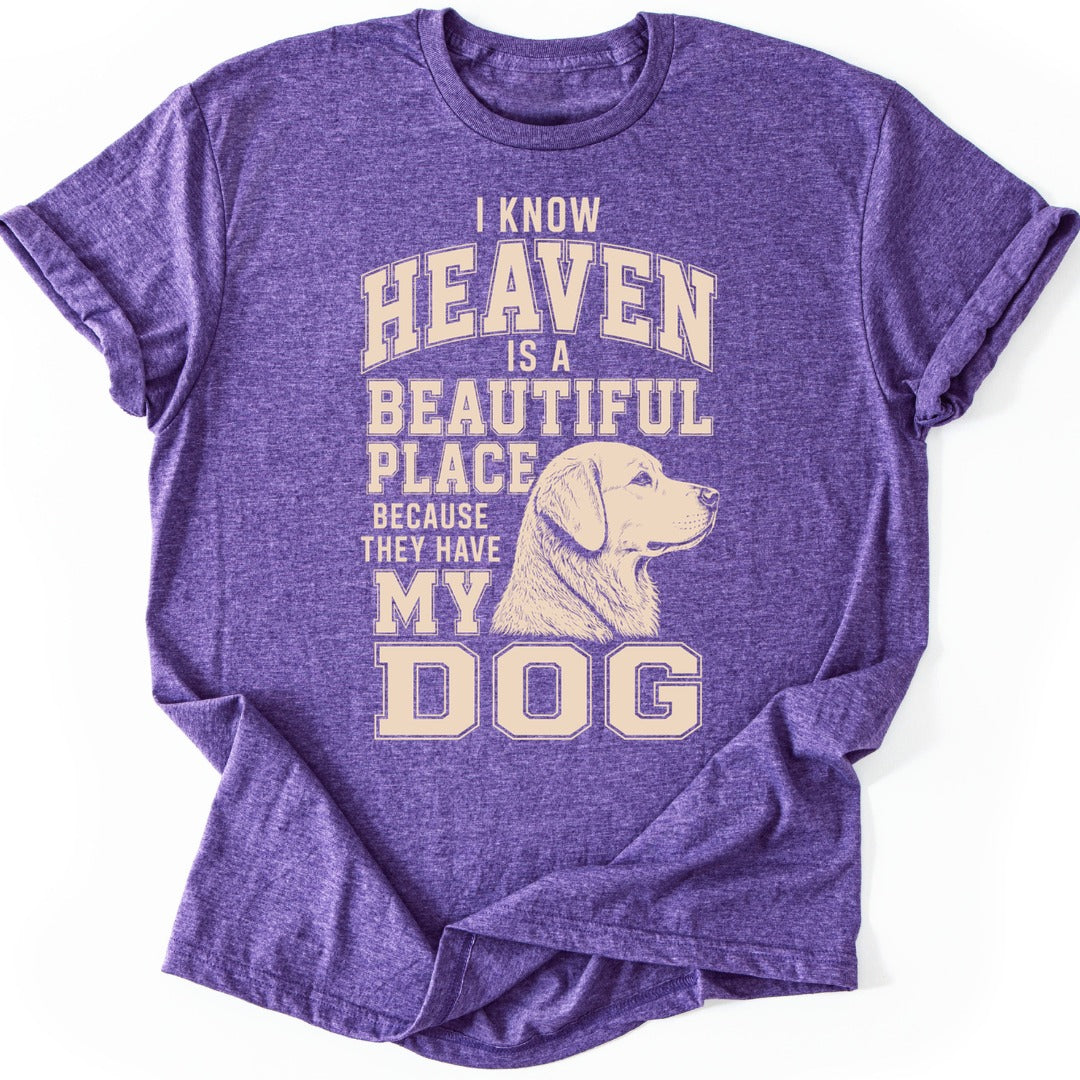 Golden Retriever Heaven T-shirt — Heather Purple