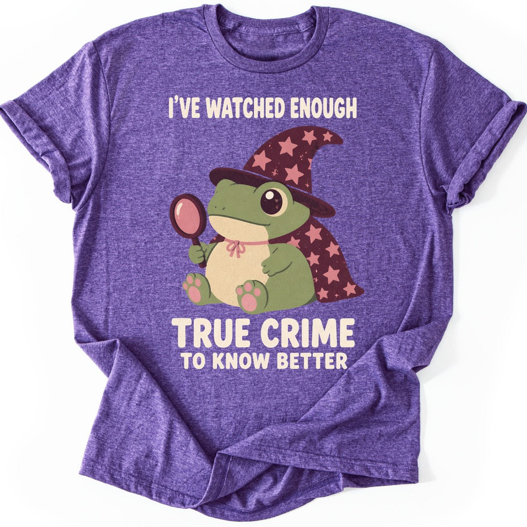 Detective Wizard Frog T-shirt — Heather Purple
