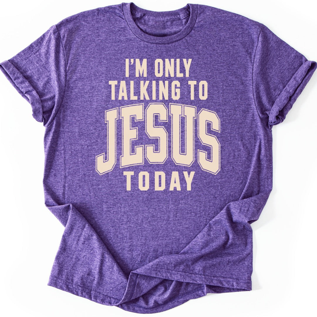 Talking To Jesus T-shirt — Heather Purple
