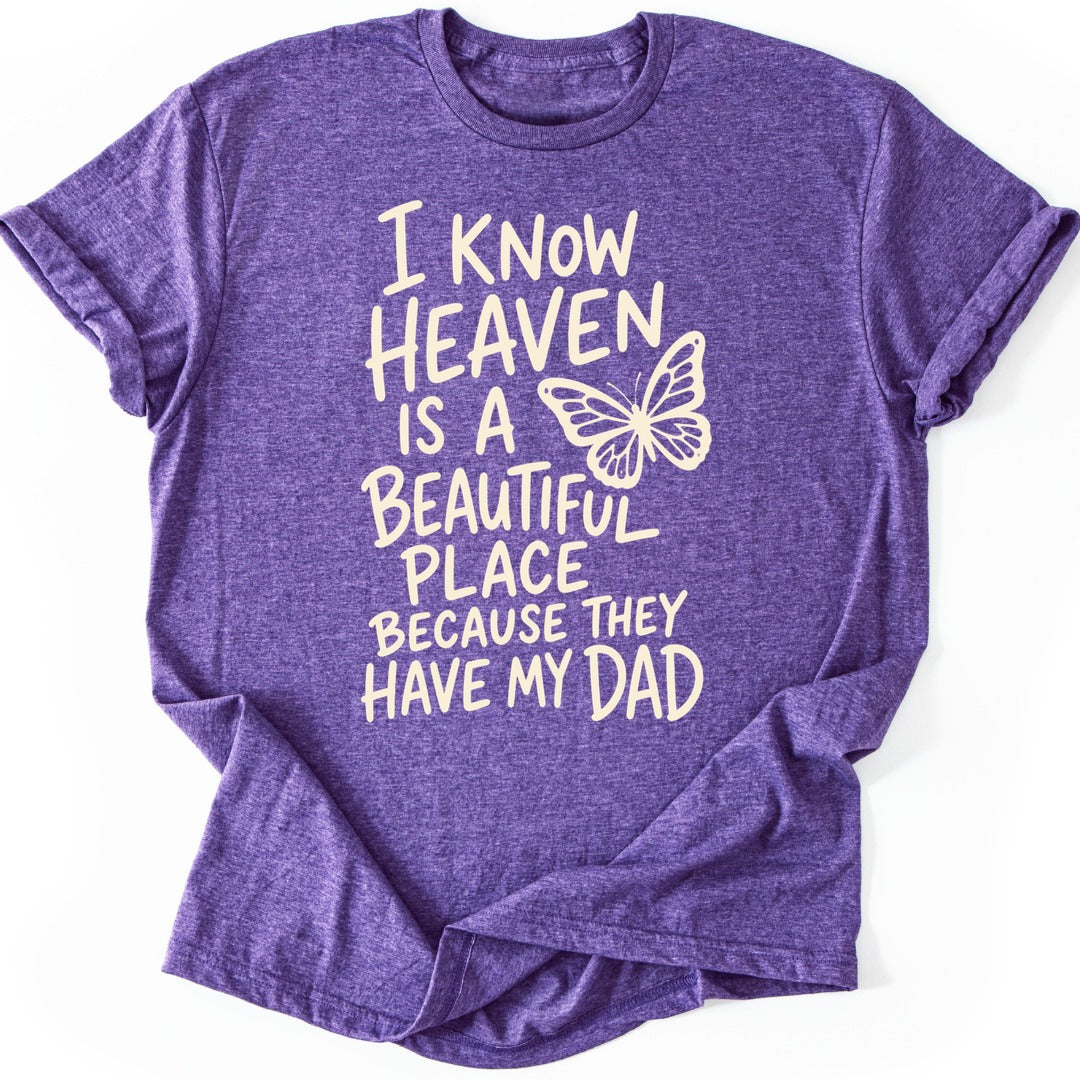 Butterfly Dad T-shirt — Heather Purple