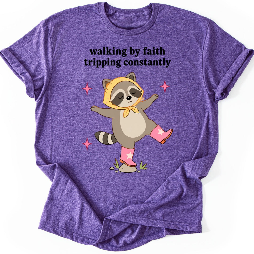 Faithful Raccoon T-shirt — Heather Purple