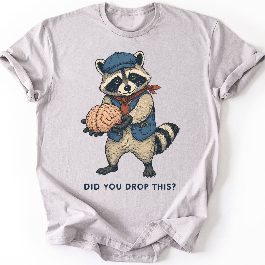Brain Raccoon T-shirt — Ice Grey