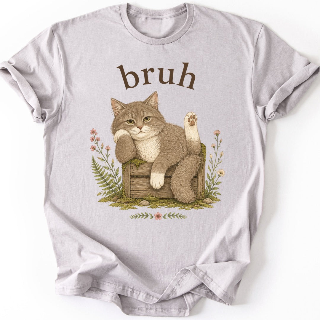 Skeptical Cat T-shirt — Ice Grey